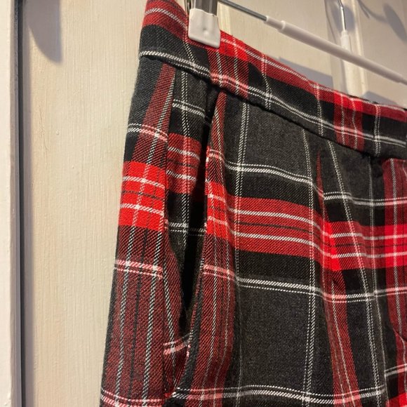 JANE BLANC PARIS M Tartan Flannel Mini Skirt Pencil Red High Waist Plaid Poket S - Picture 9 of 14